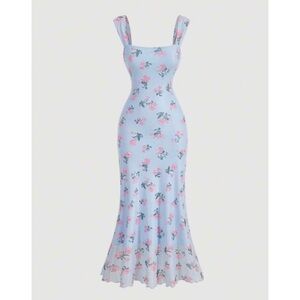 SUPER SALE!! Mesh Floral & Blue Dress